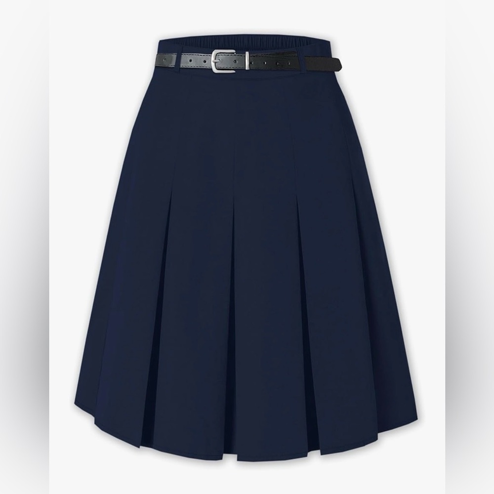 NEW Navy Blue SANGTREE Pleated Lined Elastic Skirt 16/18
